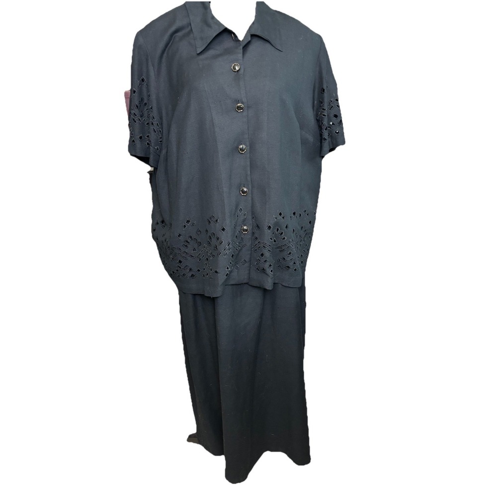 Cold Water Creek Dress Jacket 2 In‎ 1 Women 2X Black Cut Out On Sleeves